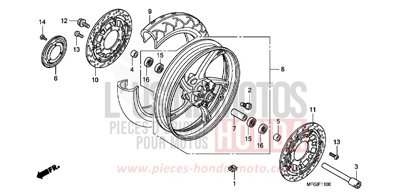 FRONT WHEEL for CB600F Hornet ABS PEARL NIGHTSTAR BLACK (NHA84) from 2010